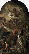Charles le Brun Louis XIV. presenting his sceptre and helmet to Jesus Christ oil